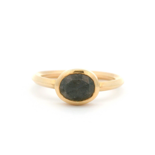 14k Yellow Solitaire with 1.26ct Black Rose Cut Diamond