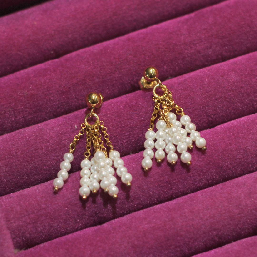Pearl Cluster Drop Earrings