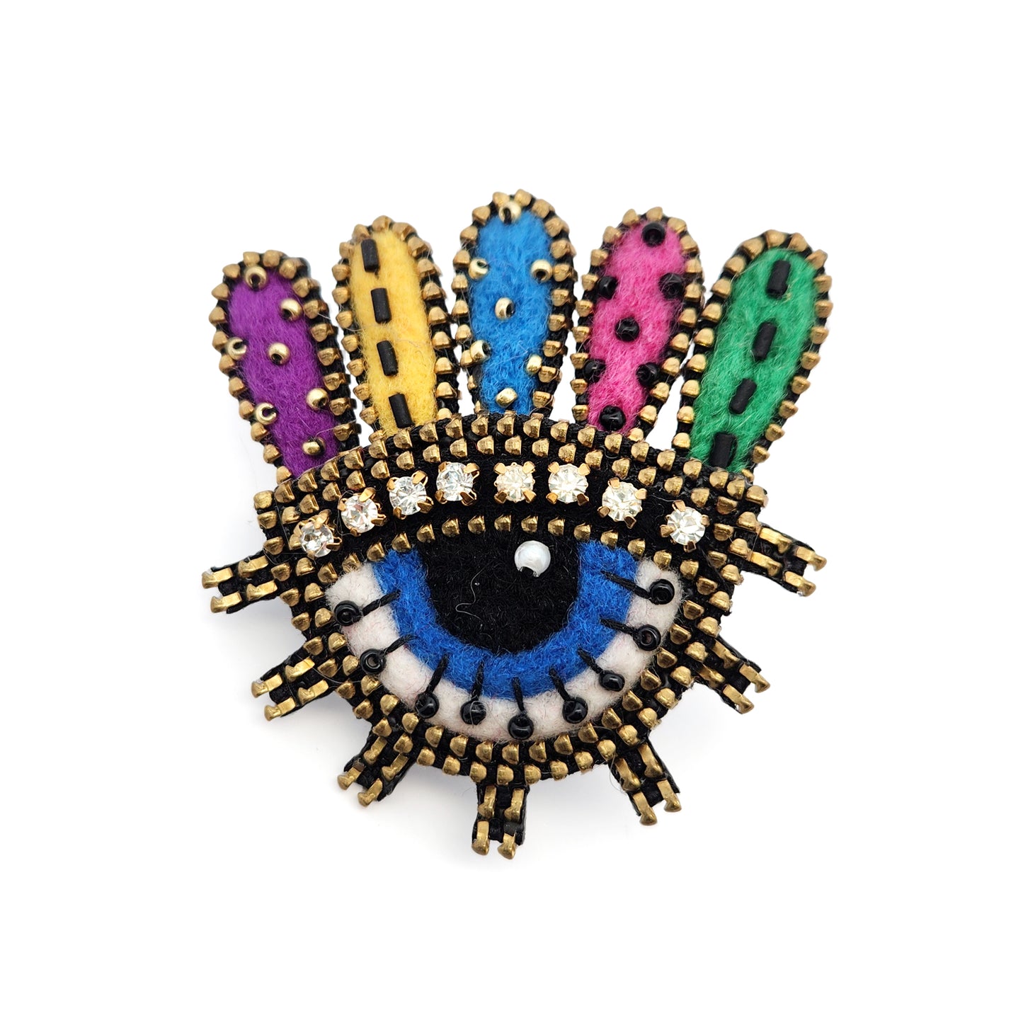 Multicolor Blue Eye & Lashes Brooch