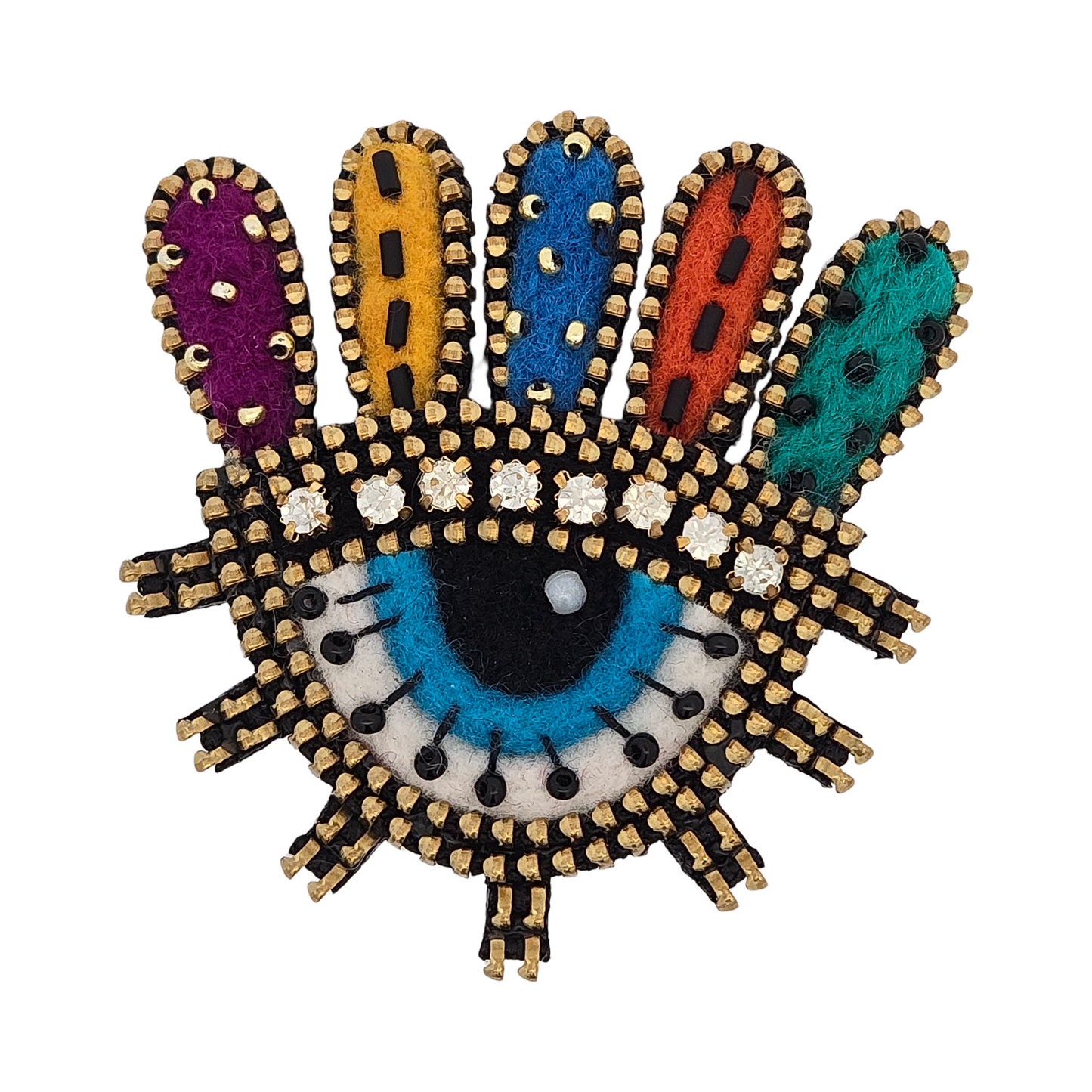 Eye With Multi Colour Lashes Brooch