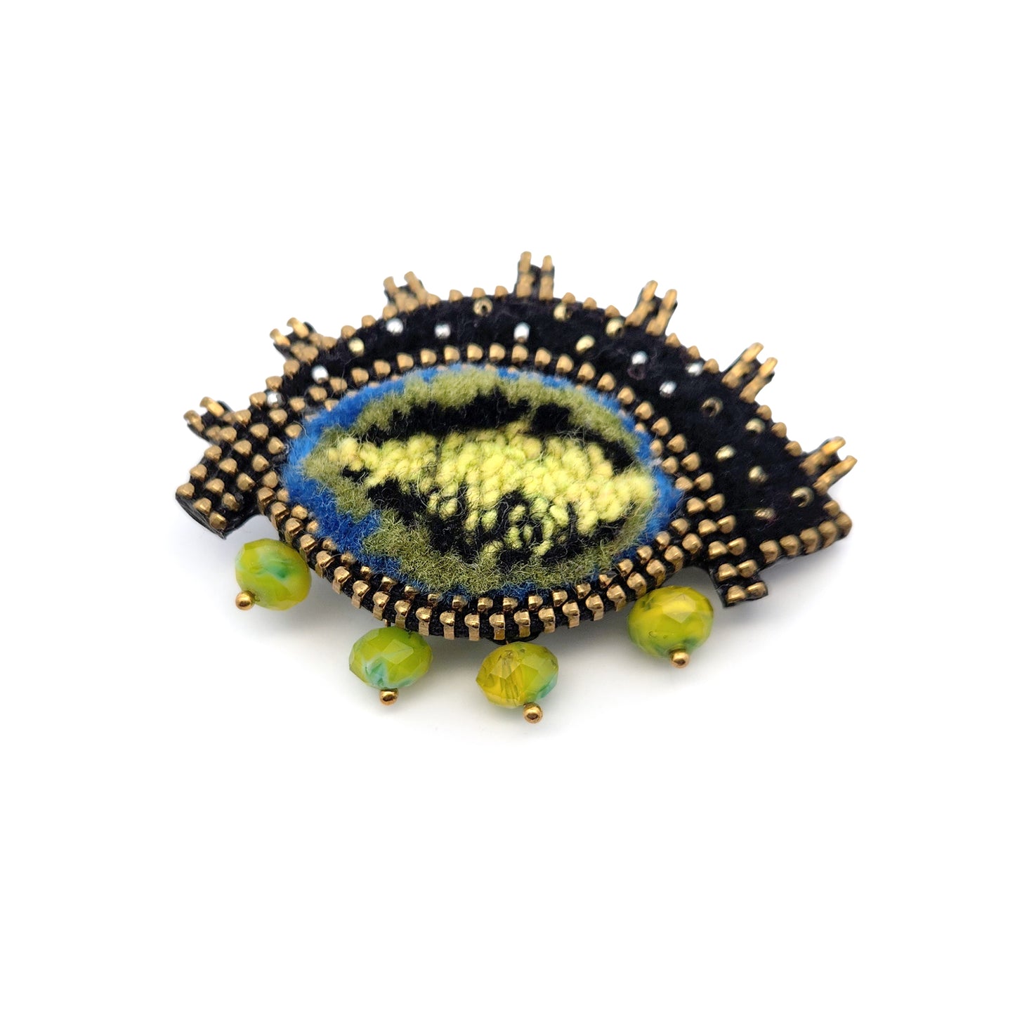 Felted Fuzzy Abstract Eye Brooch