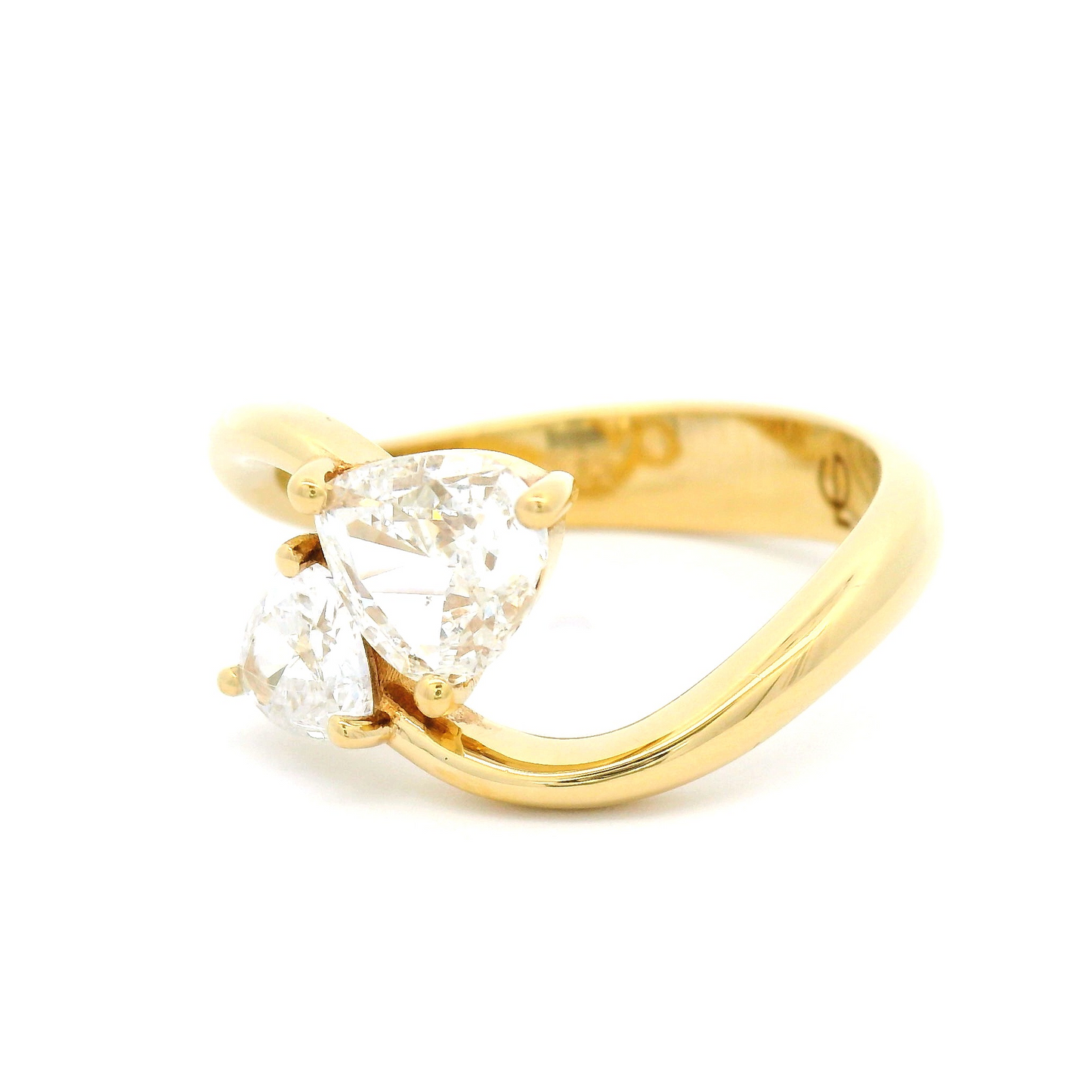 18k Yellow Moi Et Toi Engagement Ring with 1.14ct Trilliant Diamonds
