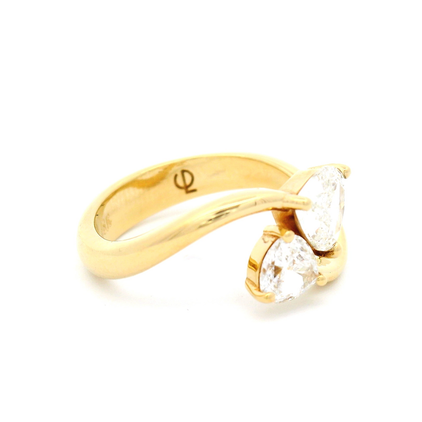 18k Yellow Moi Et Toi Engagement Ring with 1.14ct Trilliant Diamonds