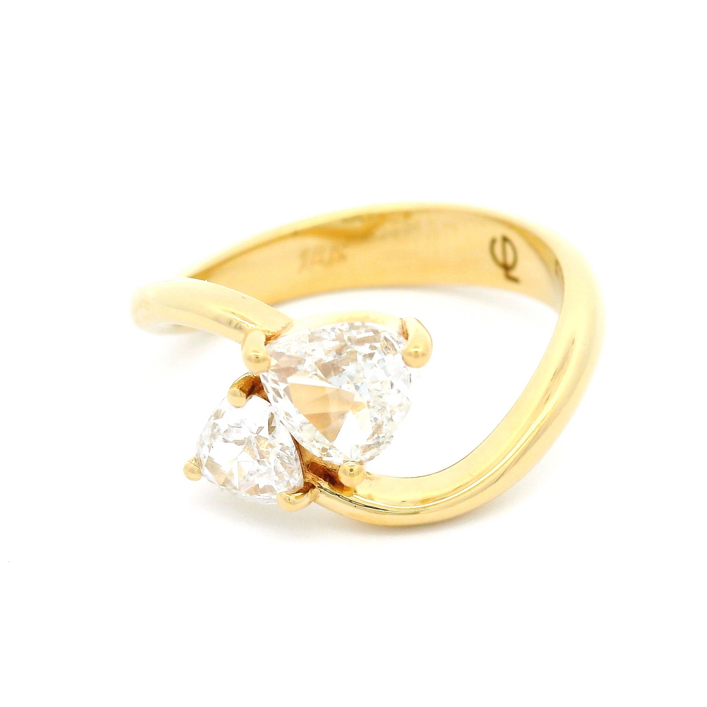 18k Yellow Moi Et Toi Engagement Ring with 1.14ct Trilliant Diamonds
