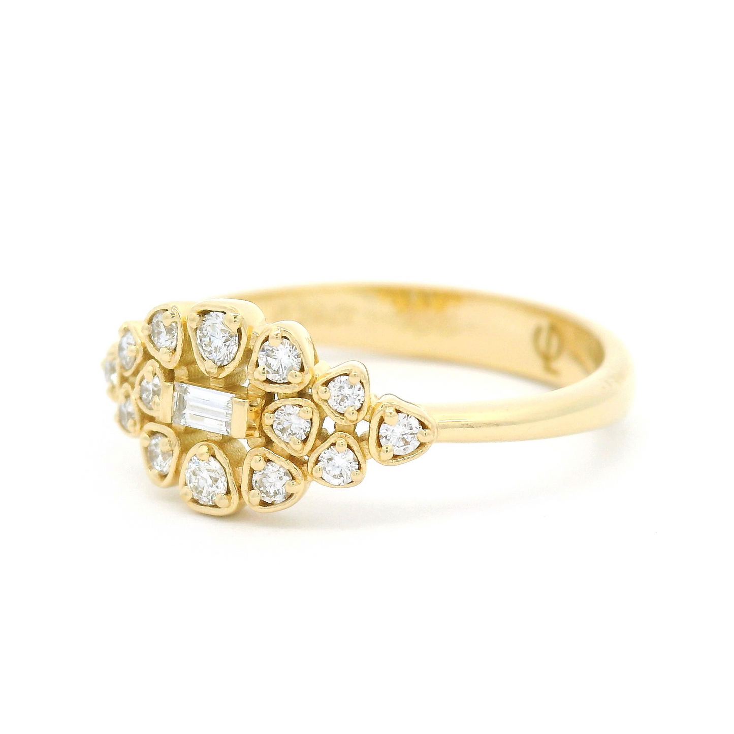 18k Yellow Engagement Ring with 0.26cts Total of White Diamonds
