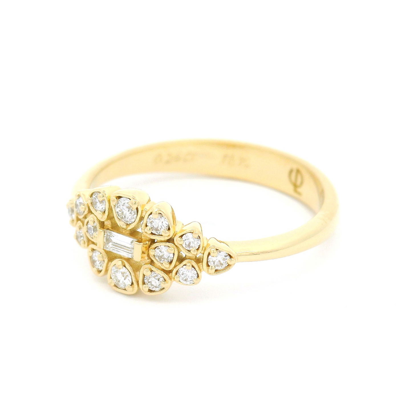 18k Yellow Engagement Ring with 0.26cts Total of White Diamonds