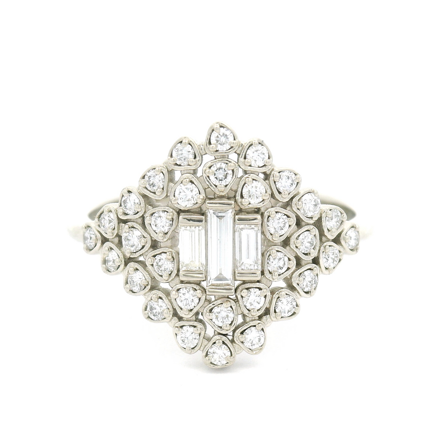 14k White Cluster Engagement Ring with 0.51cts Mixed Diamonds