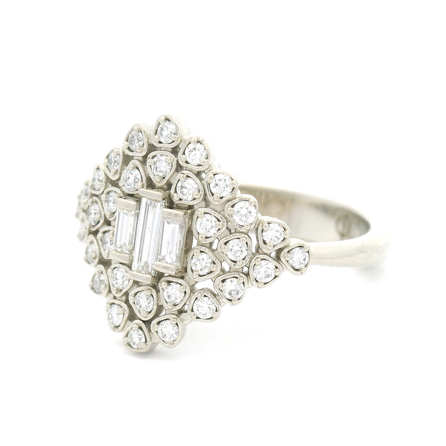14k White Cluster Engagement Ring with 0.51cts Mixed Diamonds