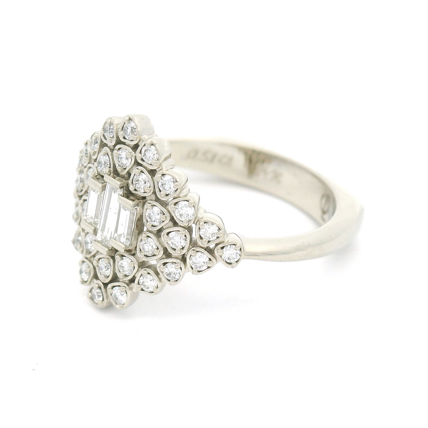14k White Cluster Engagement Ring with 0.51cts Mixed Diamonds