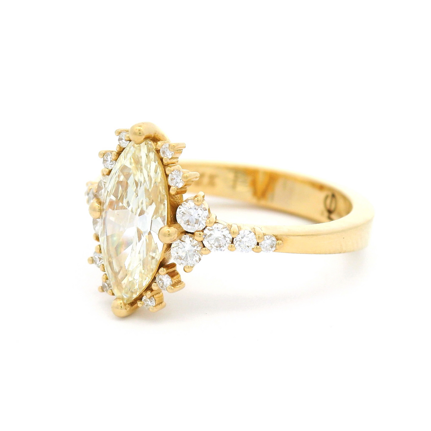 18k Yellow Engagement Ring with 1.2ct Marquise Diamond and Accent Diamonds