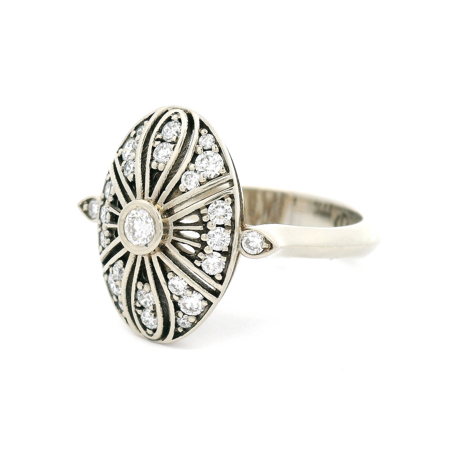 14k White Vintage-Inspired Engagement Ring with 0.38cts of Diamonds