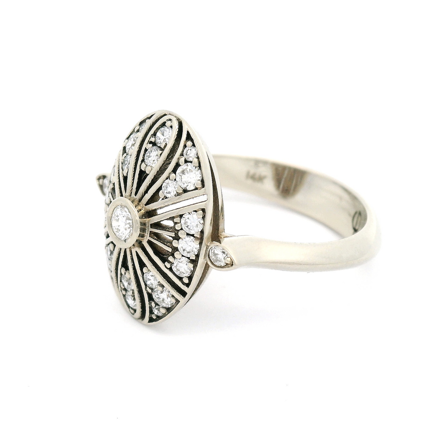 14k White Vintage-Inspired Engagement Ring with 0.38cts of Diamonds
