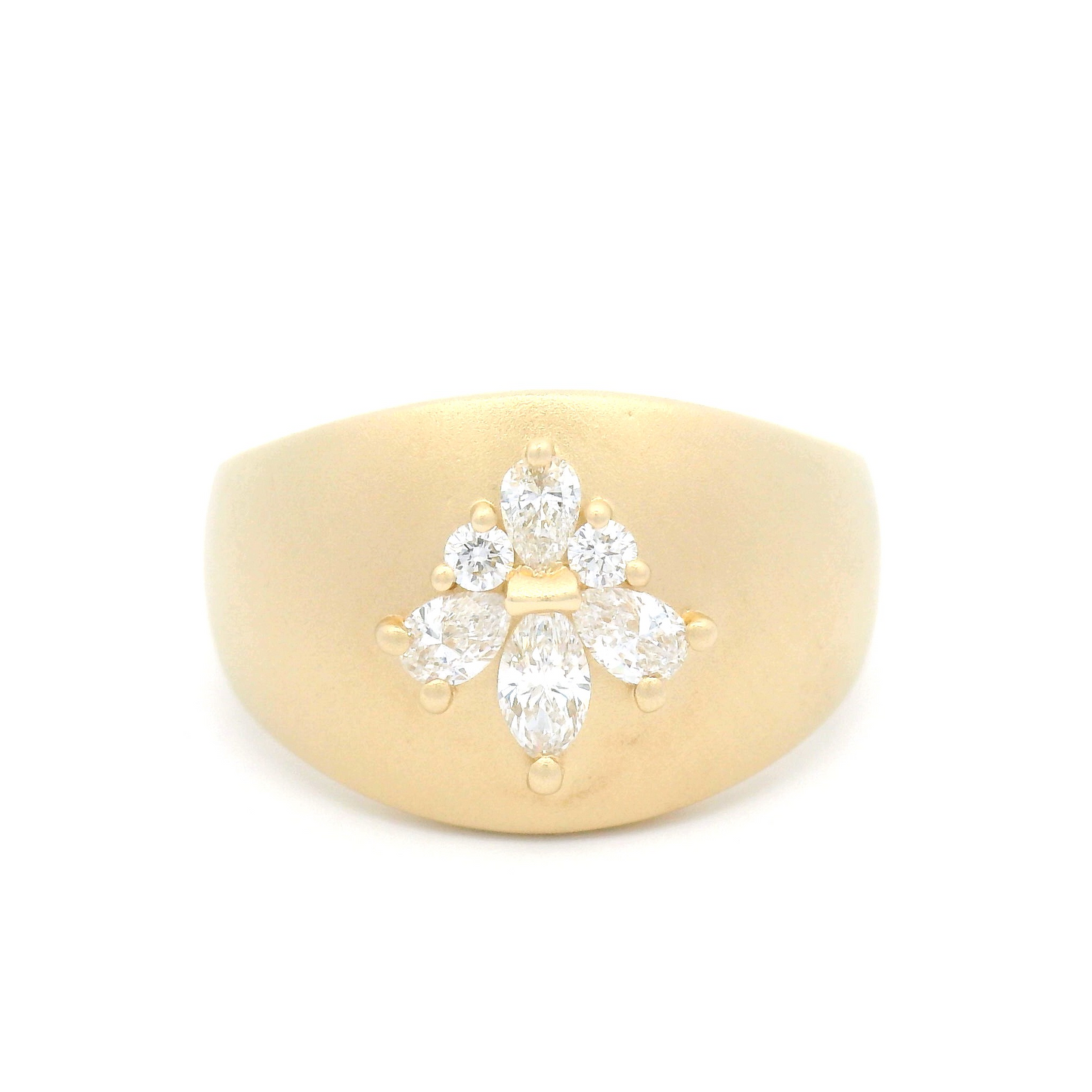 14k Yellow Ring with Multi-Cut Diamond Cluster