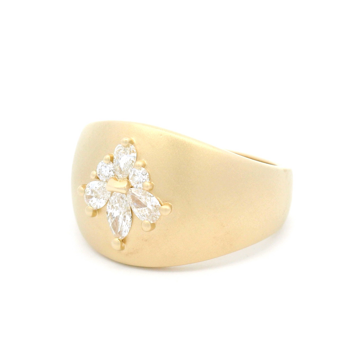 14k Yellow Ring with Multi-Cut Diamond Cluster