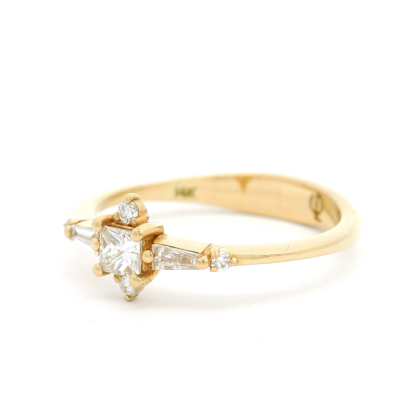 14k Yellow Engagement Ring with 0.31cts Mixed-Cut Diamonds
