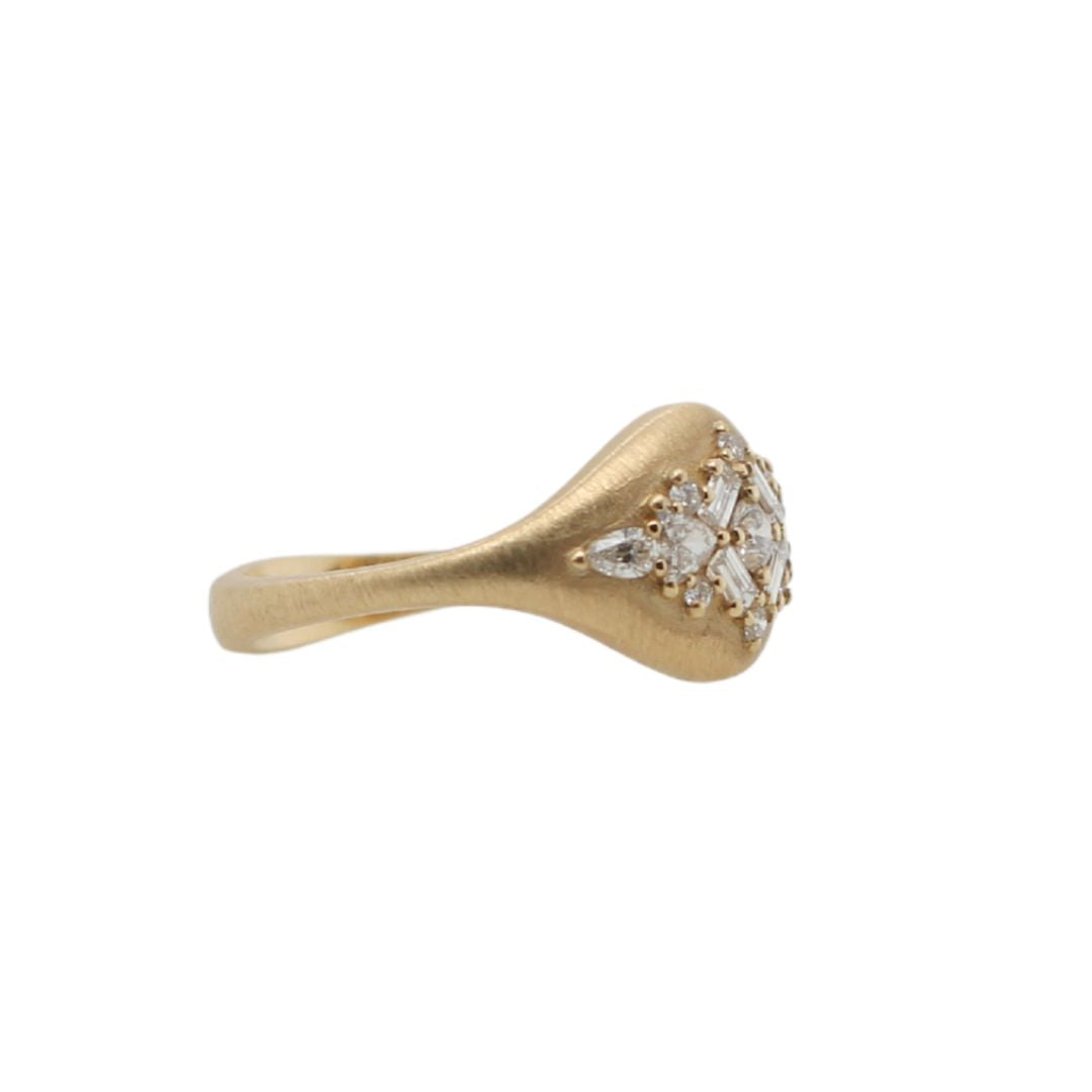 14k Yellow Engagement Signet Ring with 0.57cts Diamonds