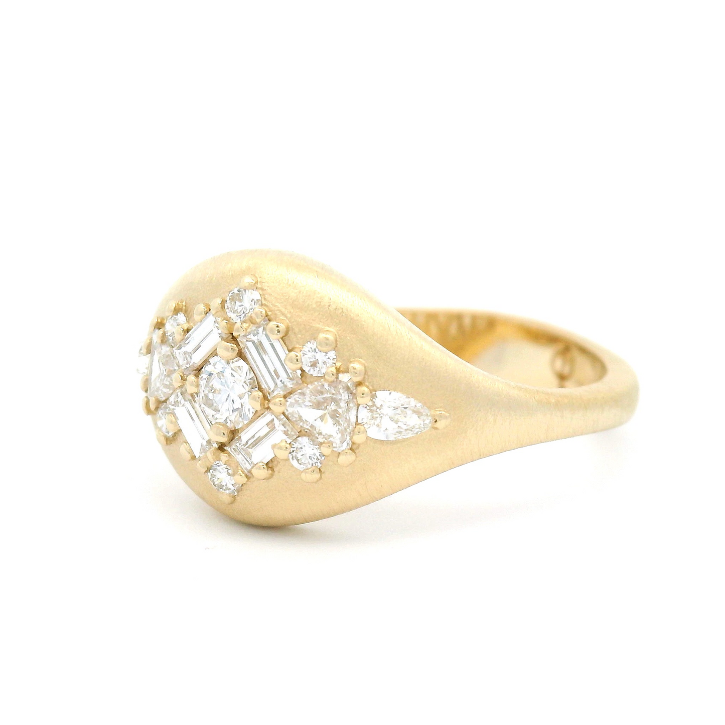 14k Yellow Engagement Signet Ring with 0.57cts Diamonds