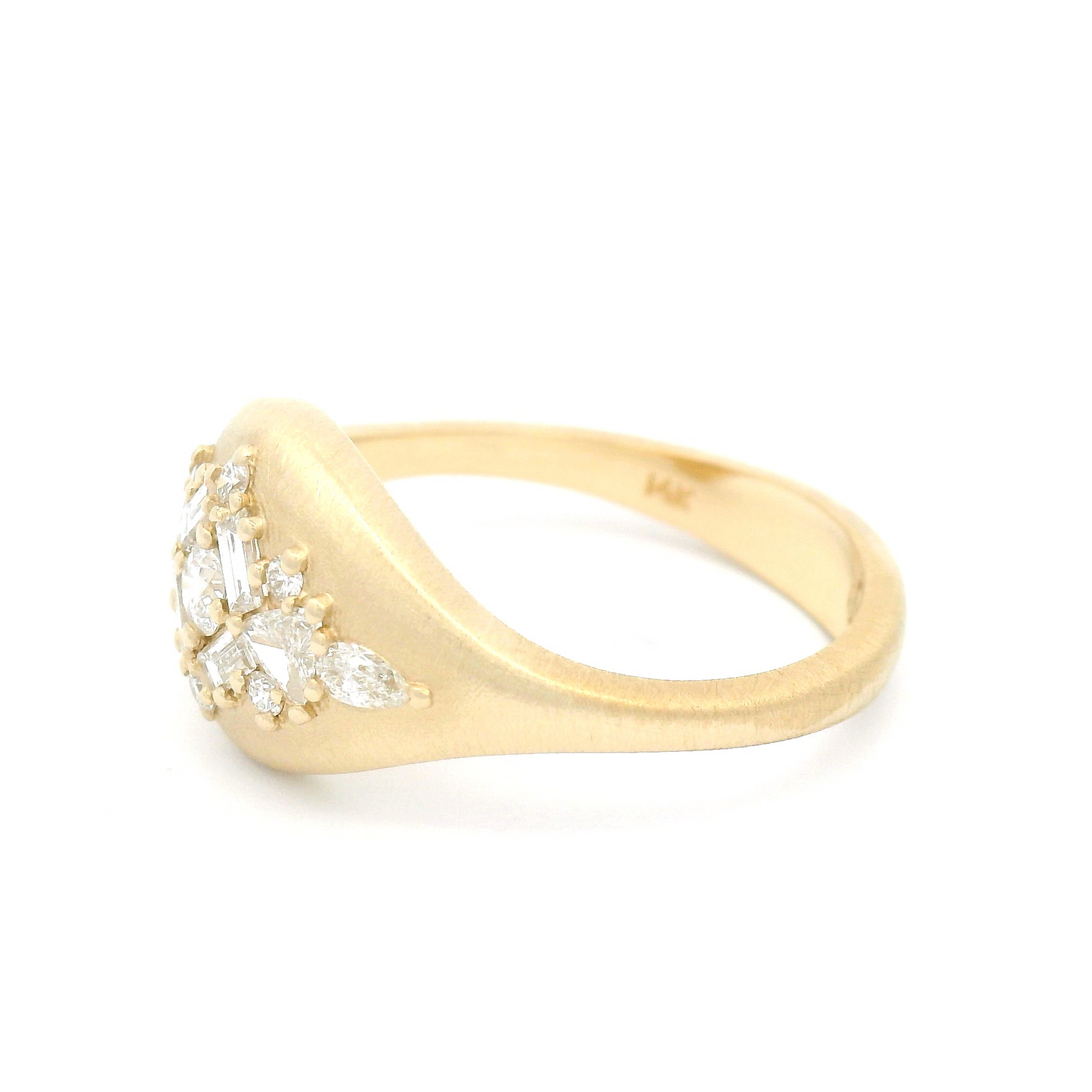 14k Yellow Engagement Signet Ring with 0.57cts Diamonds