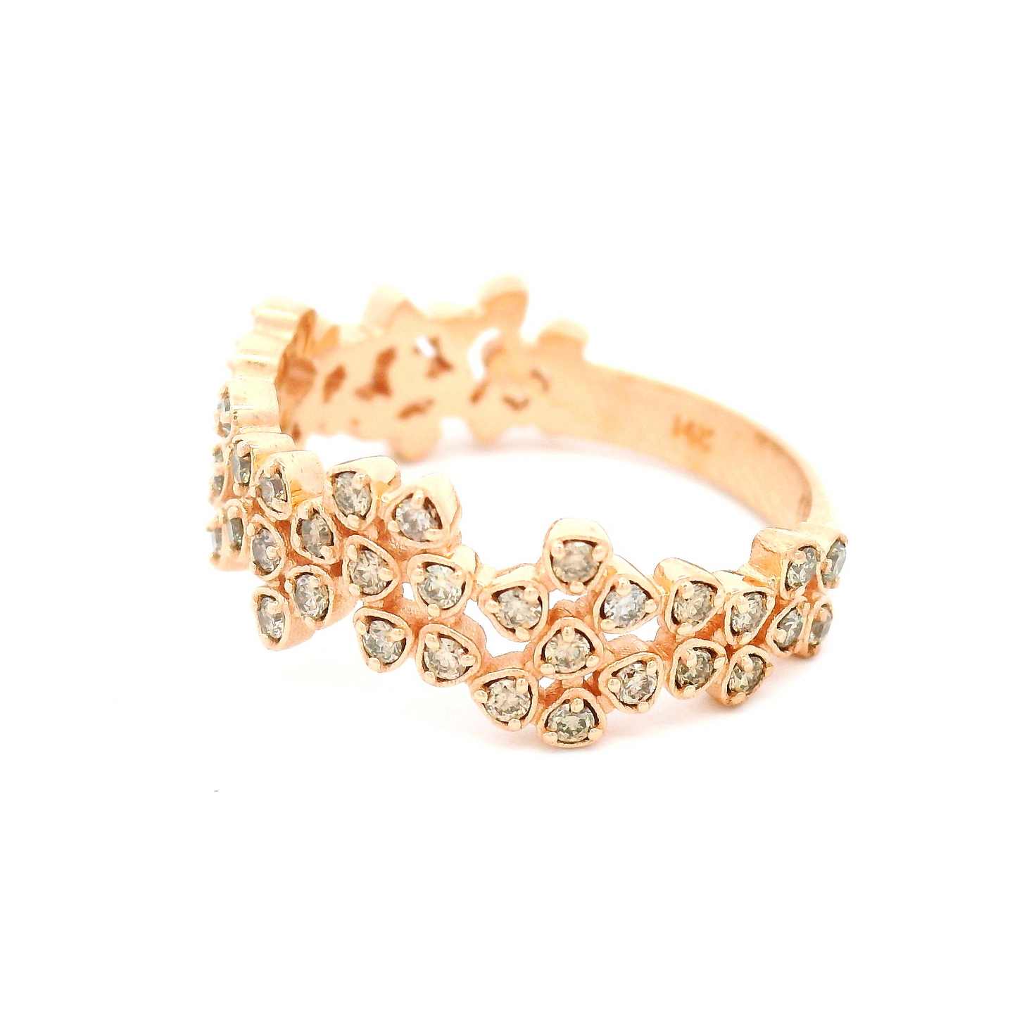 14k Rose Gold Cluster Band with 0.53cts Champagne Diamonds