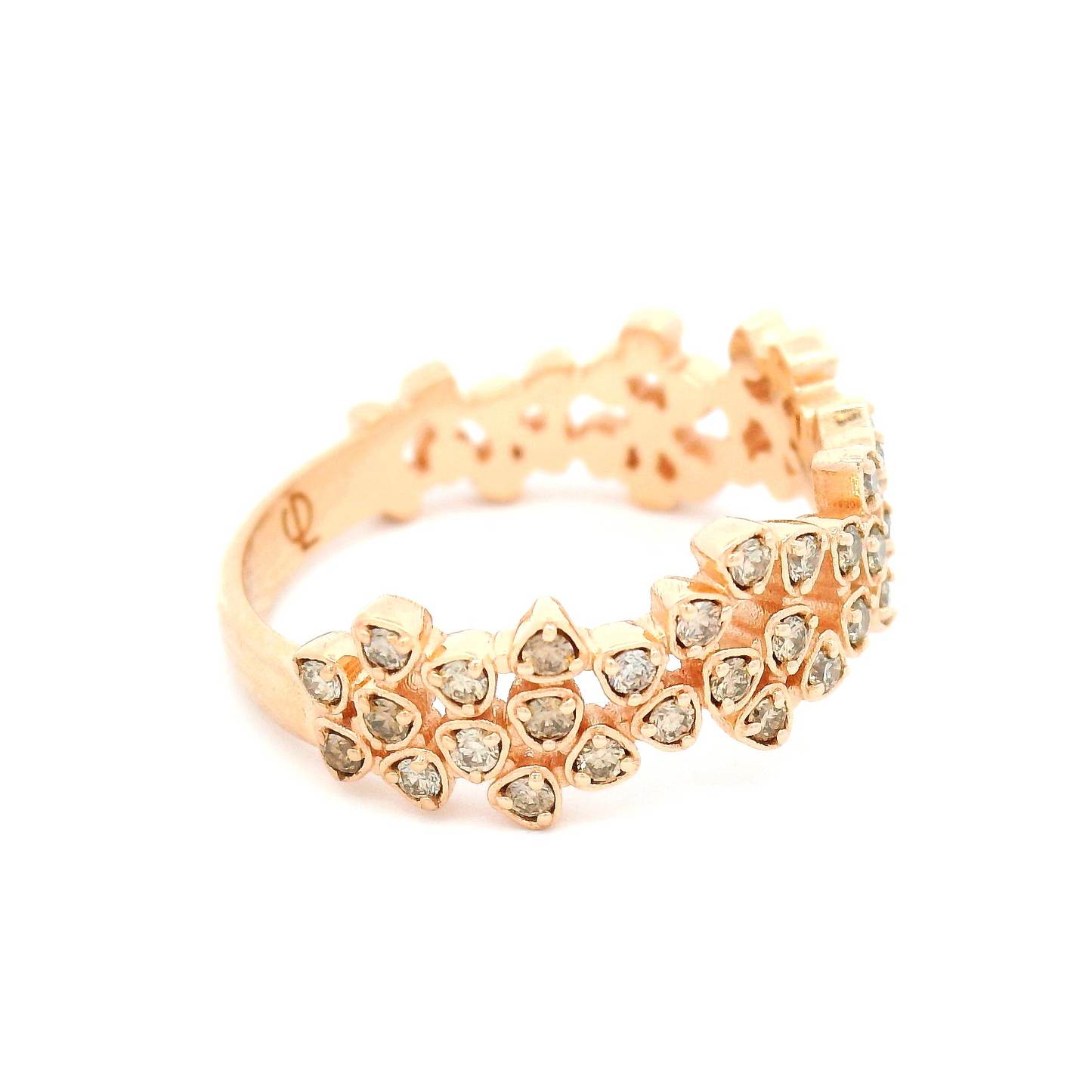 14k Rose Gold Cluster Band with 0.53cts Champagne Diamonds