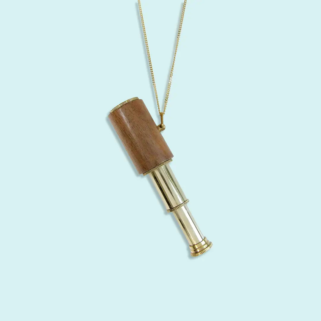 Miniature Wooden Telescope Pendant
