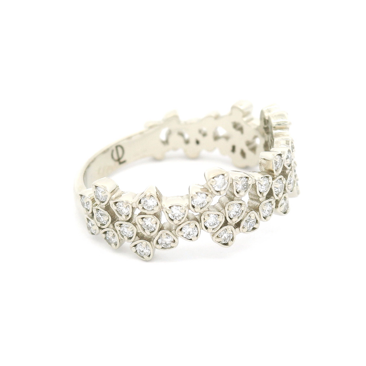 14k White 0.53cts Total Cluster Diamond Band