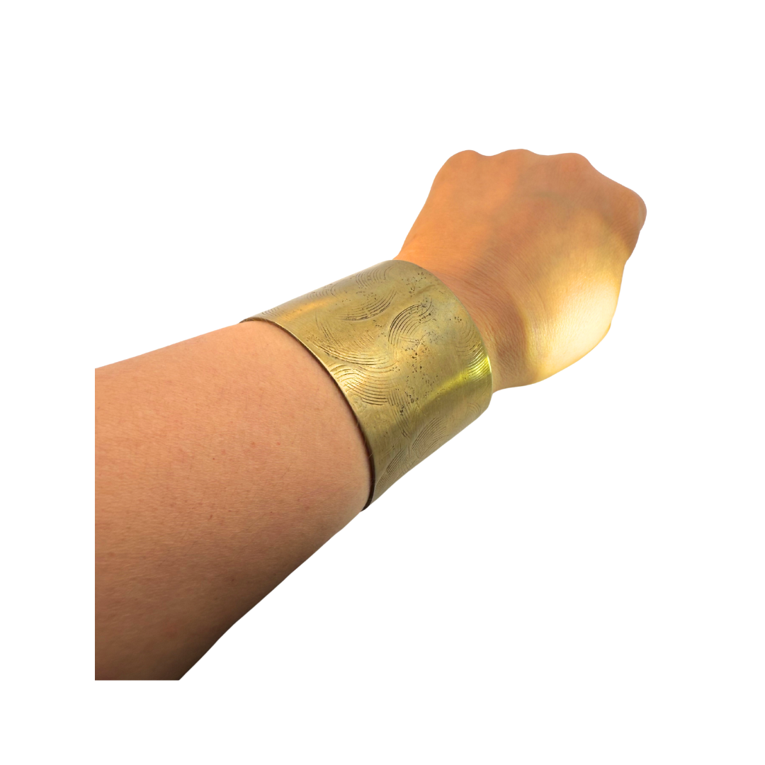 Extra Wide Textured Brass Cuff