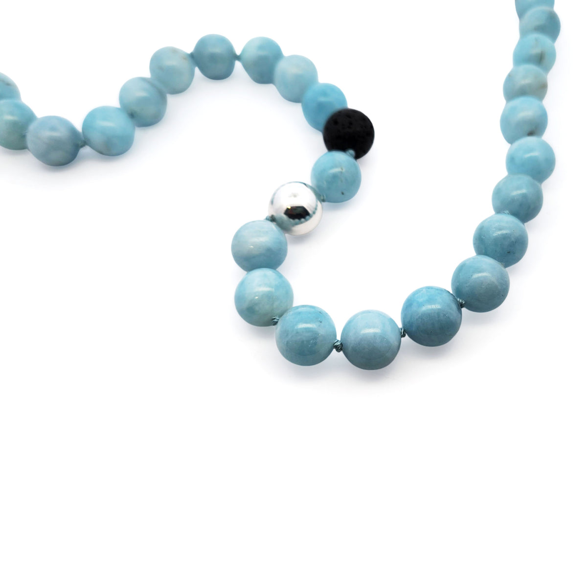 Aqua & Volcanic Rock Necklace
