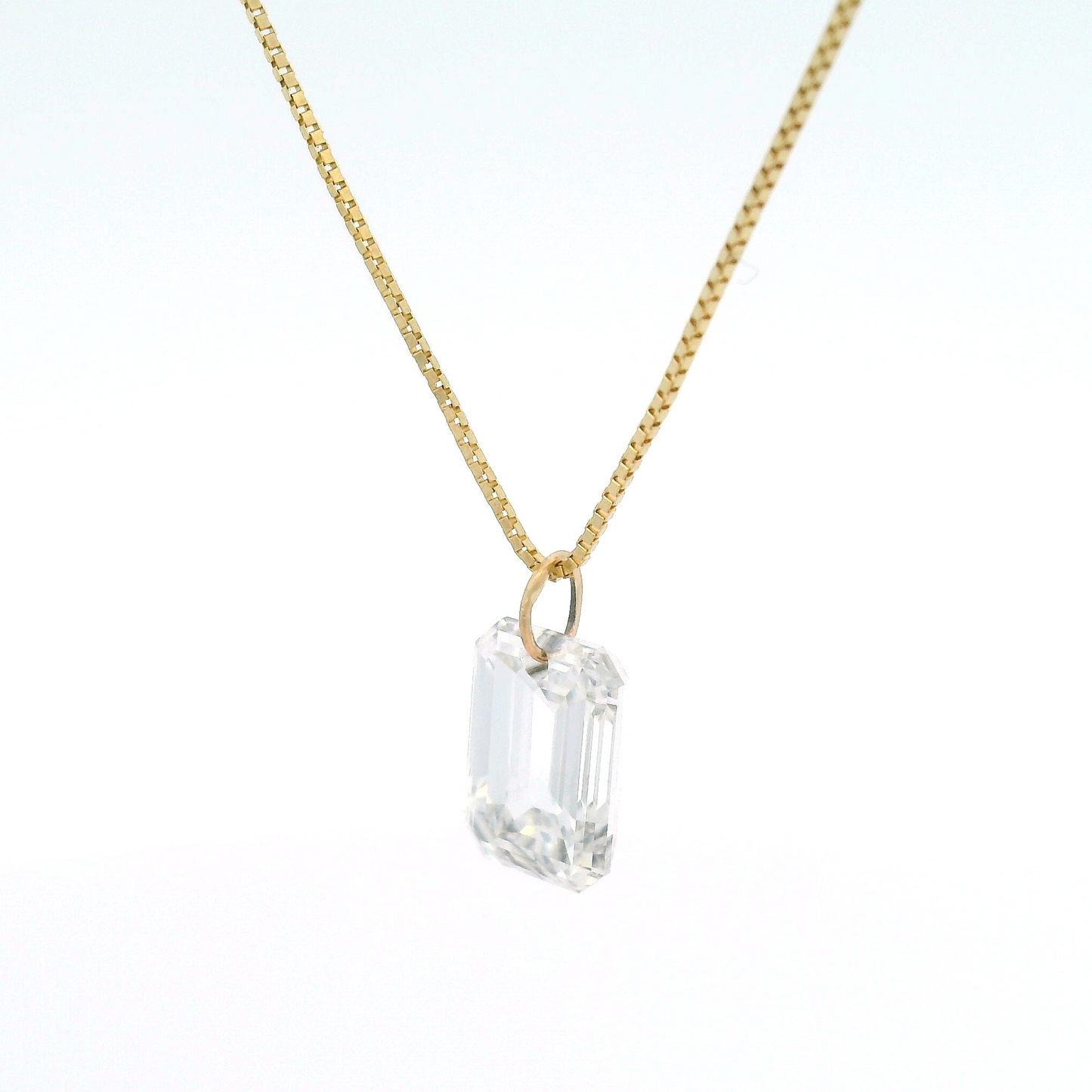 1.73ct Lab-Grown Emerald Cut Diamond Pendant Box Chain Necklace