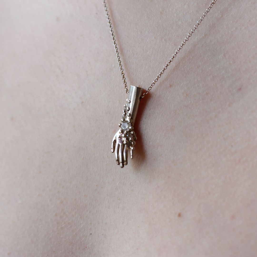 Silver Bubble Hand Necklace