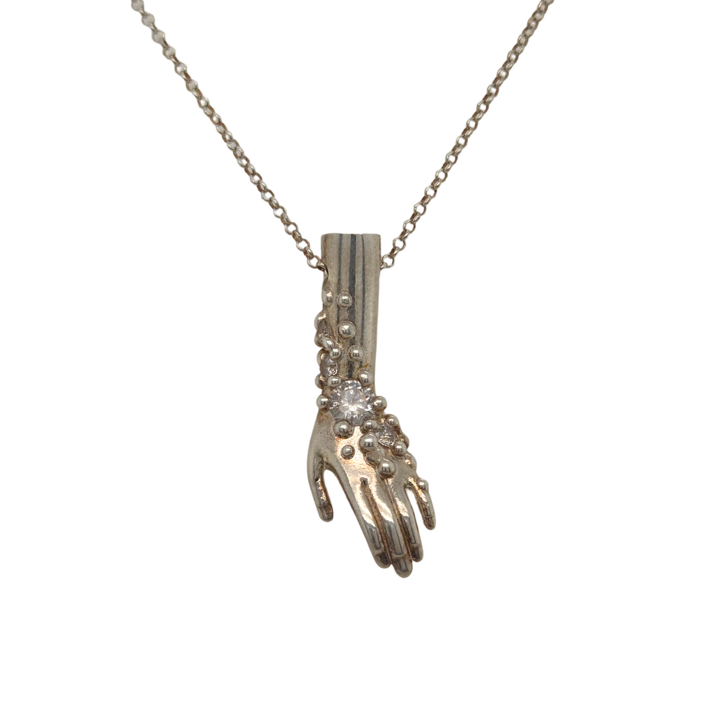 Silver Bubble Hand Necklace