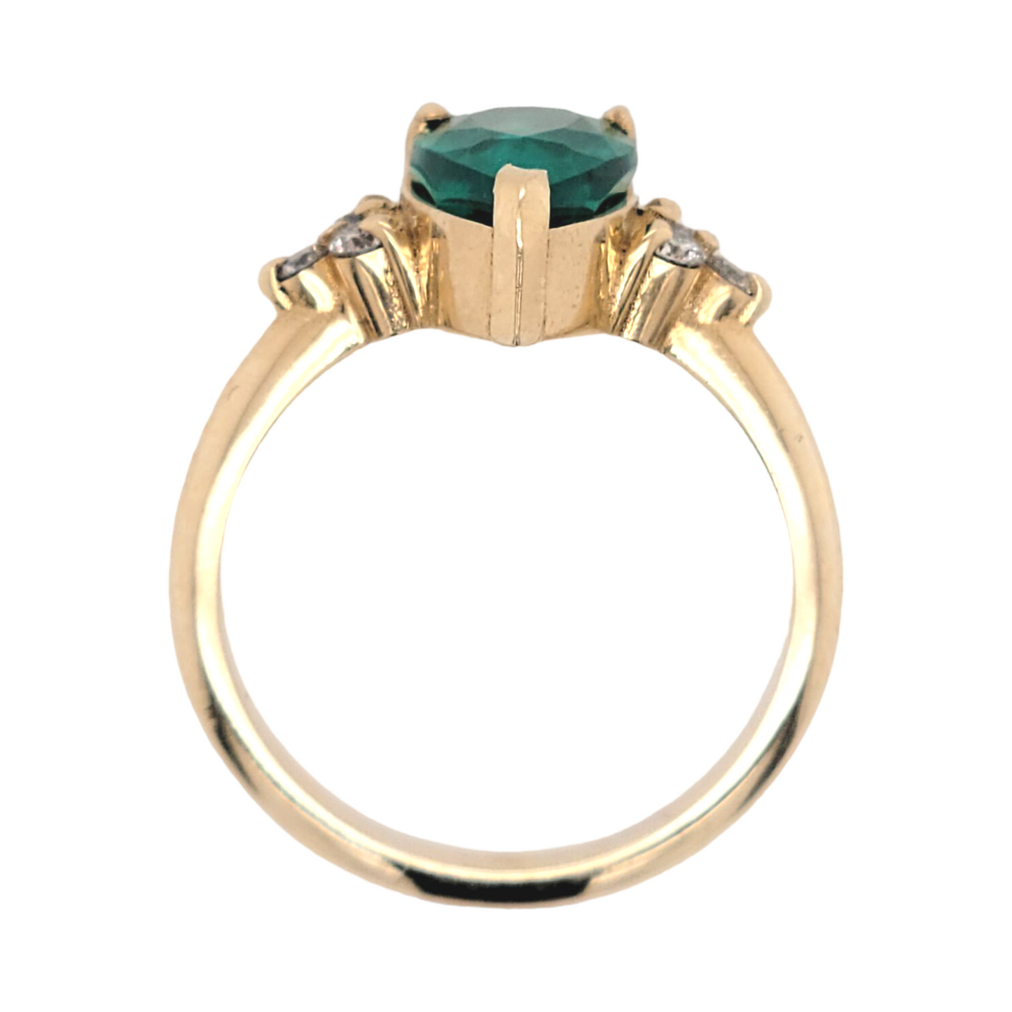 14k Yellow Ring with 2.23ct Lab-Grown Pear Emerald with Accent Diamonds