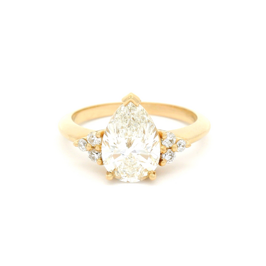 14k Yellow Engagement Ring with 1.76ct Lab-Grown Pear Shape Diamond with Accent Diamonds