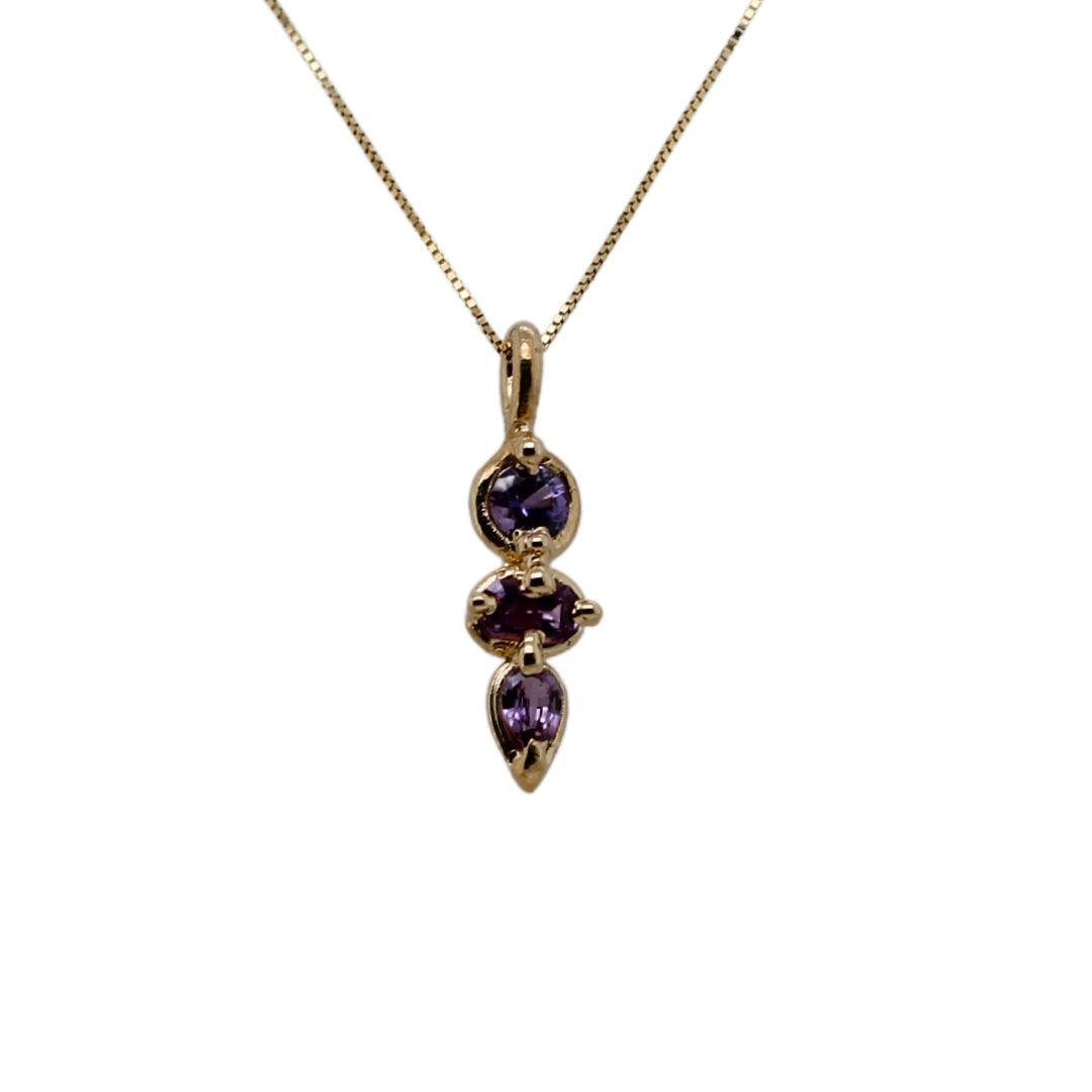 Elena - Gold Triple Purple Sapphire Necklace