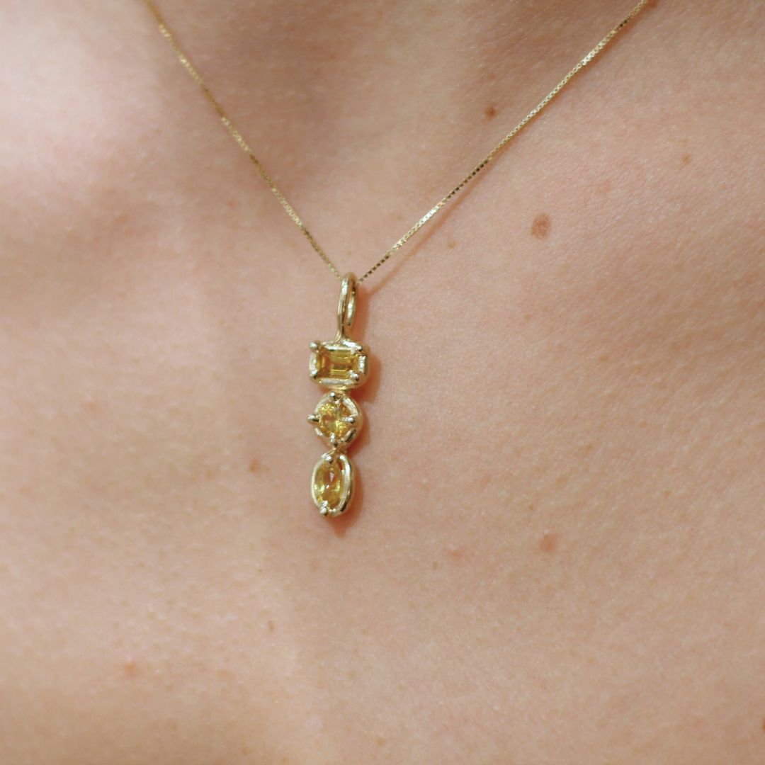 Valentina - Gold Triple Yellow Sapphire Necklace