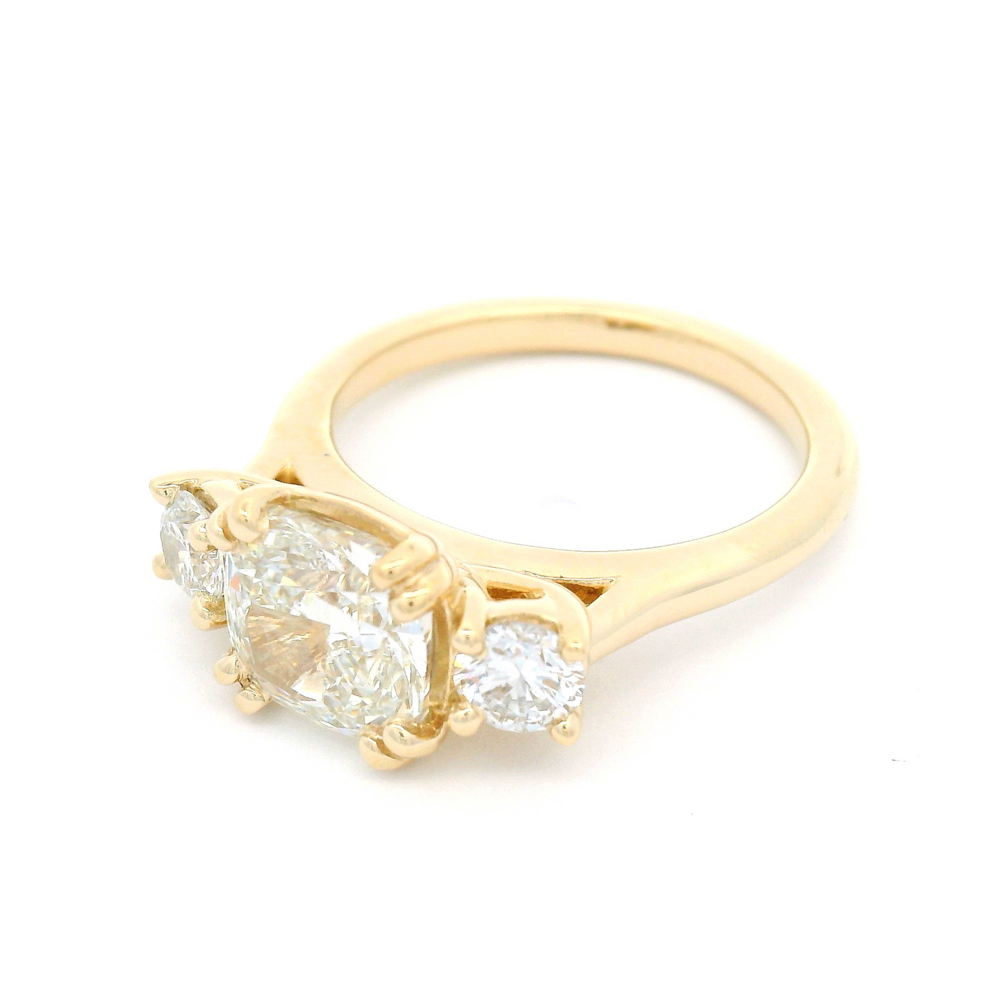 14k Yellow Three Stone Engagement Ring with 2.45cts of Lab-Grown Diamonds