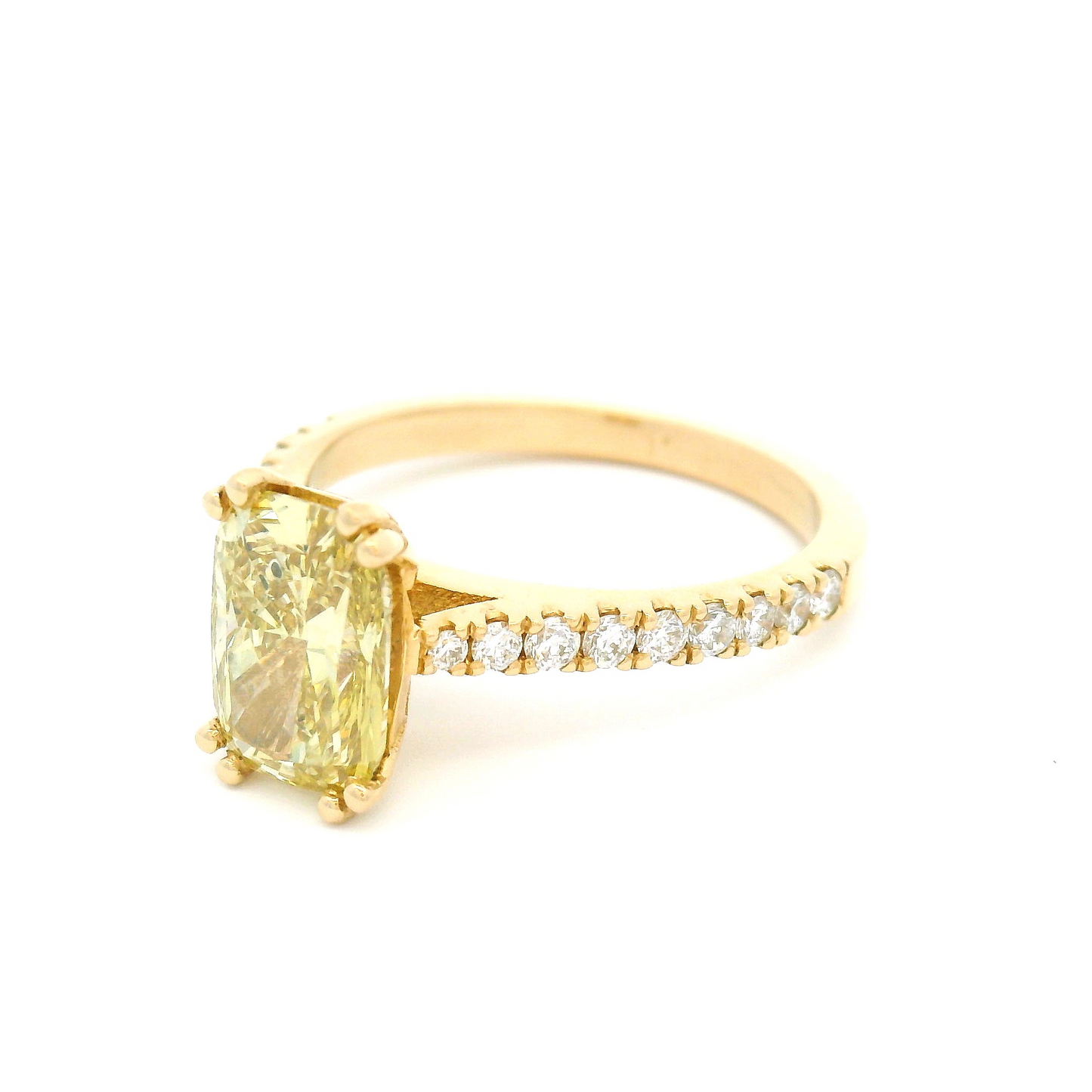 14k Yellow Engagement Ring with 1.61ct Lab-Grown Yellow Diamond and Accent Diamonds