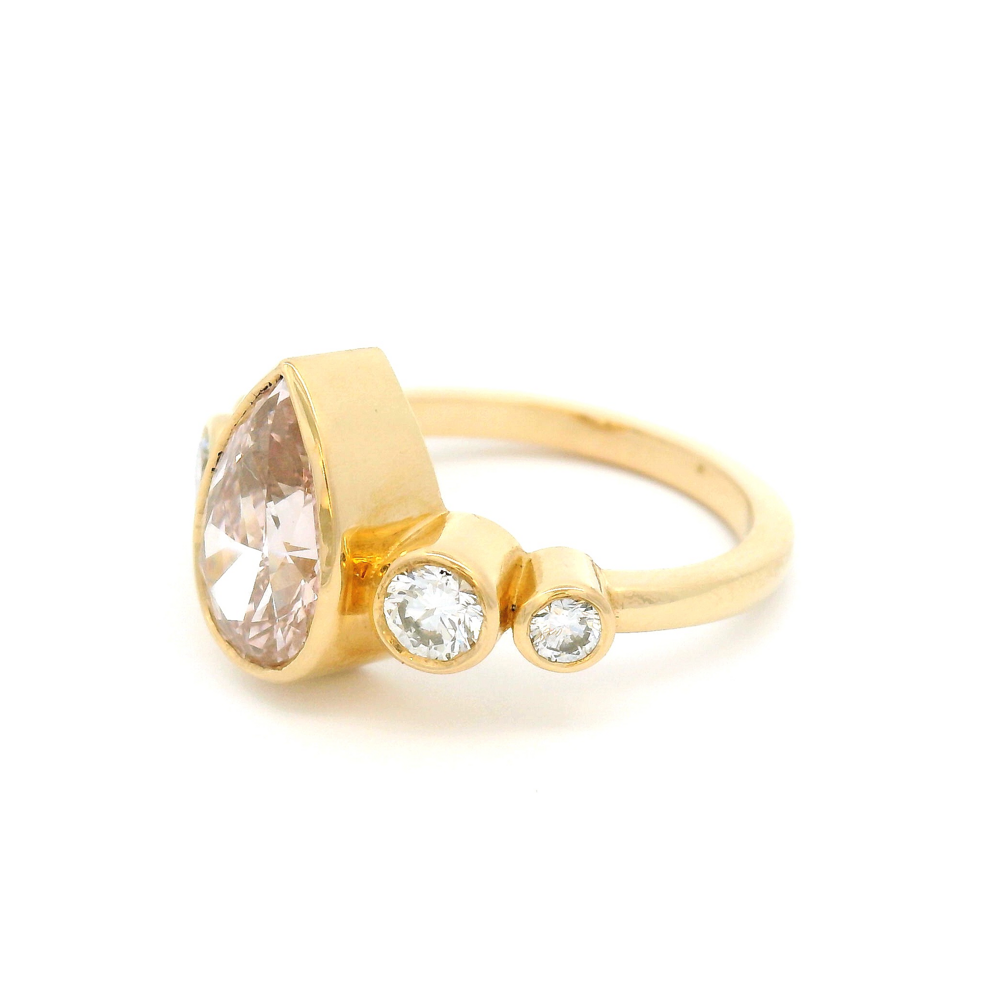 14k Yellow 2.04ct Lab-Grown Pink Diamond Engagement Ring with Accent Diamonds