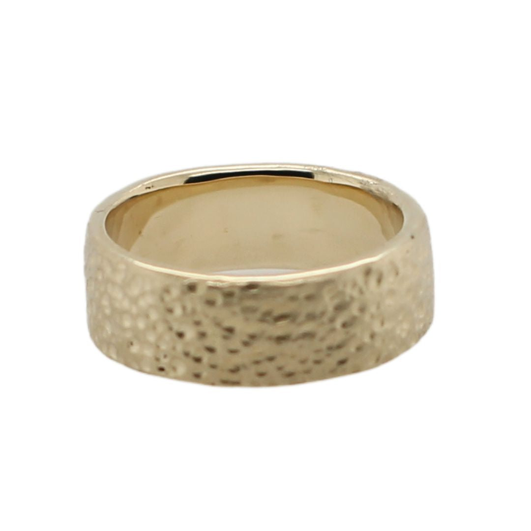 10k Yellow 7mm Wide Dotted Textured Band