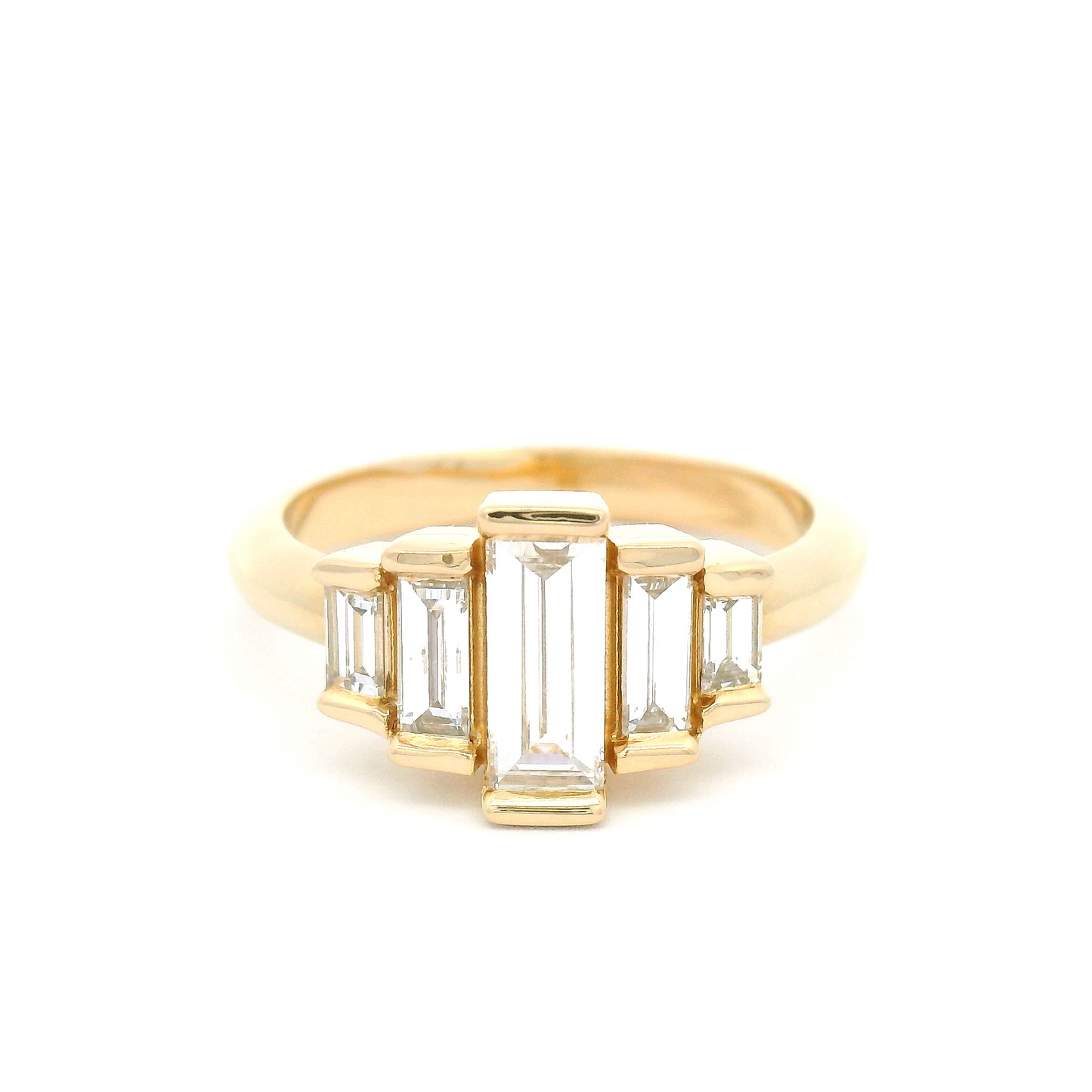 14k Yellow Engagement Ring with 0.85cts of Lab-Grown Baguette Cut Diamonds