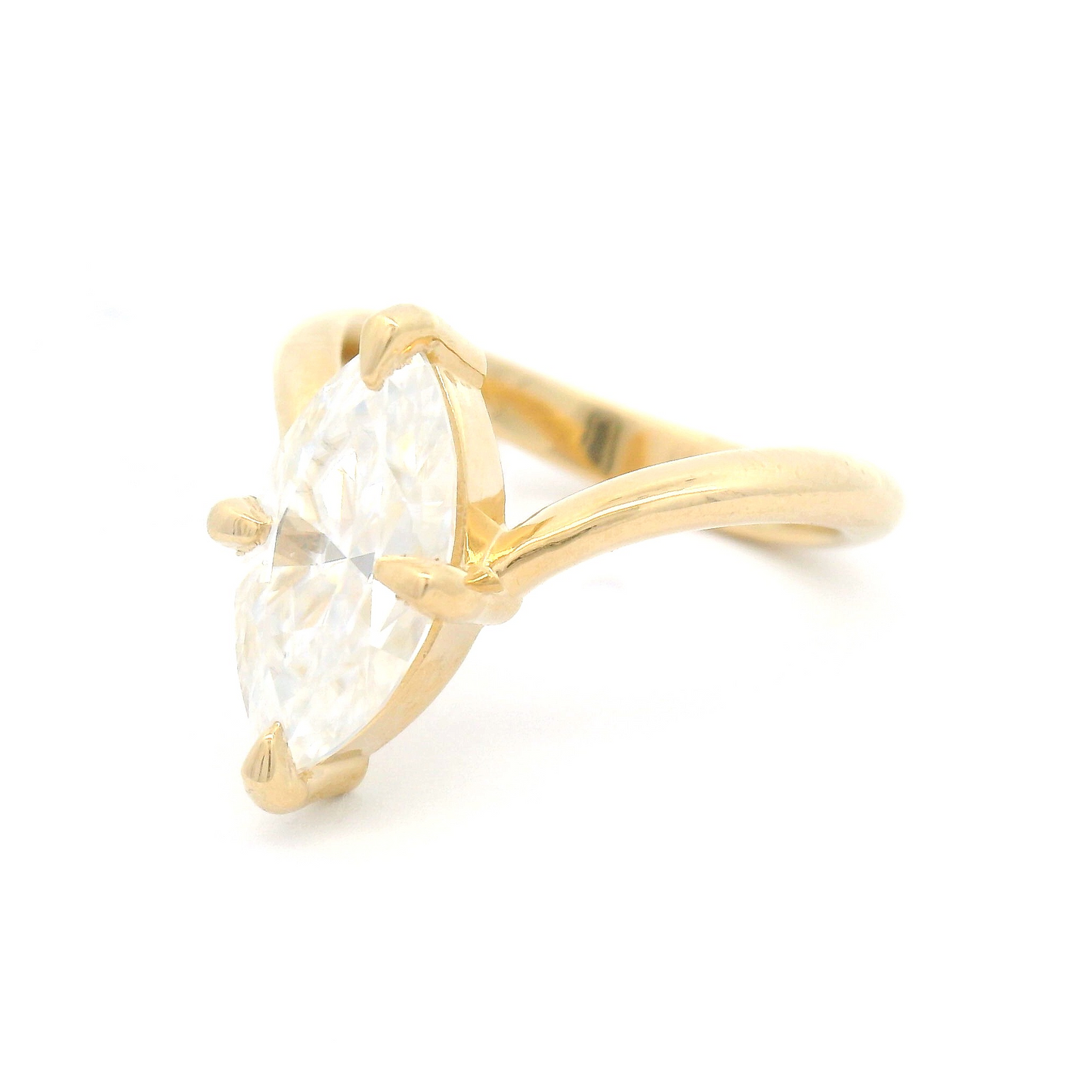 14k Yellow Solitaire set with 1.8ct Marquise Moissanite