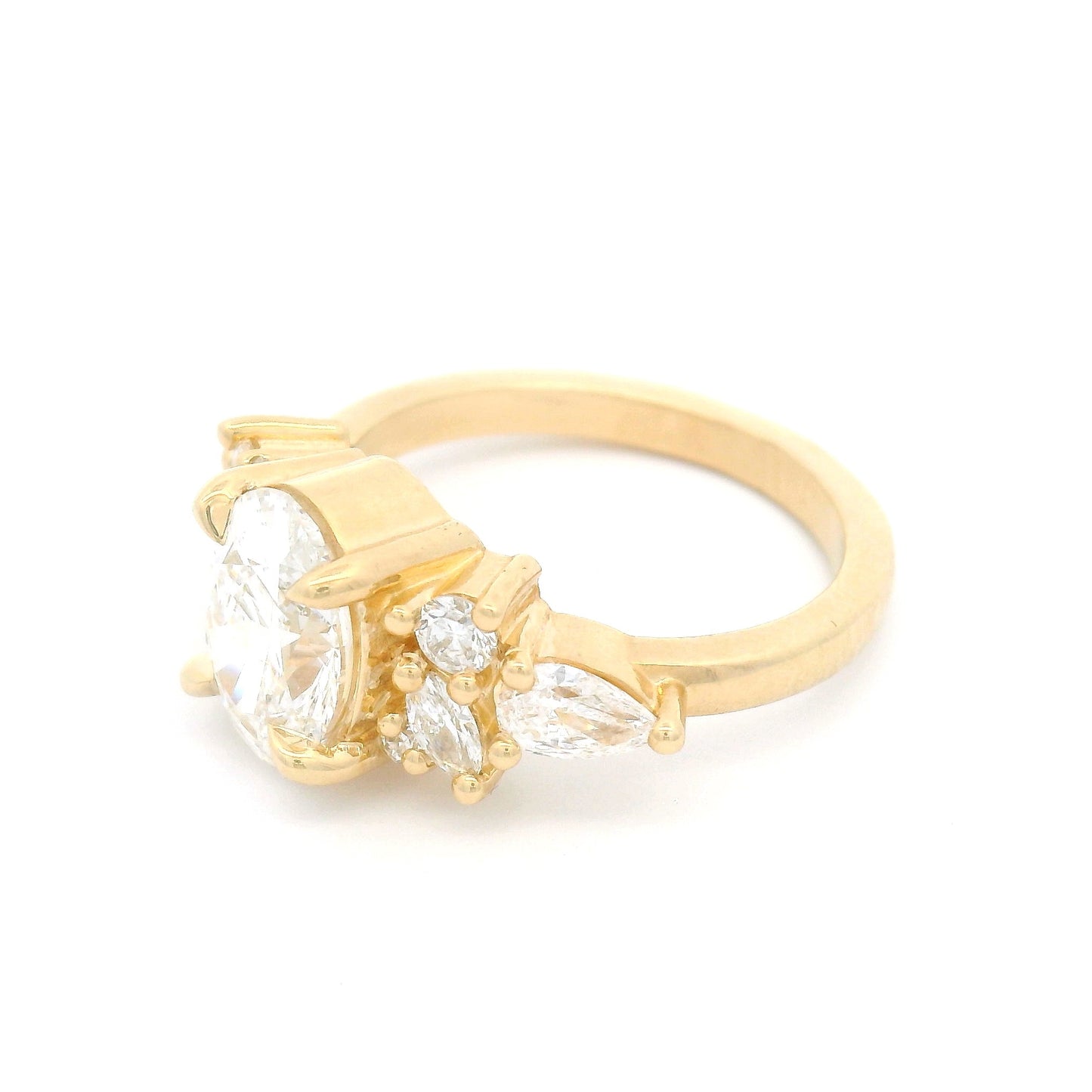 14k Yellow Engagement Ring with 1.5ct Oval Lab-Grown Diamond and Accent Lab Diamonds