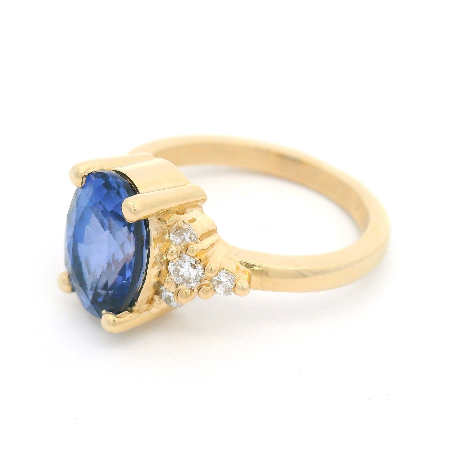 14k Yellow Engagement Ring with 3.15ct Lab-Grown Blue Sapphire & Accent Lab Diamonds