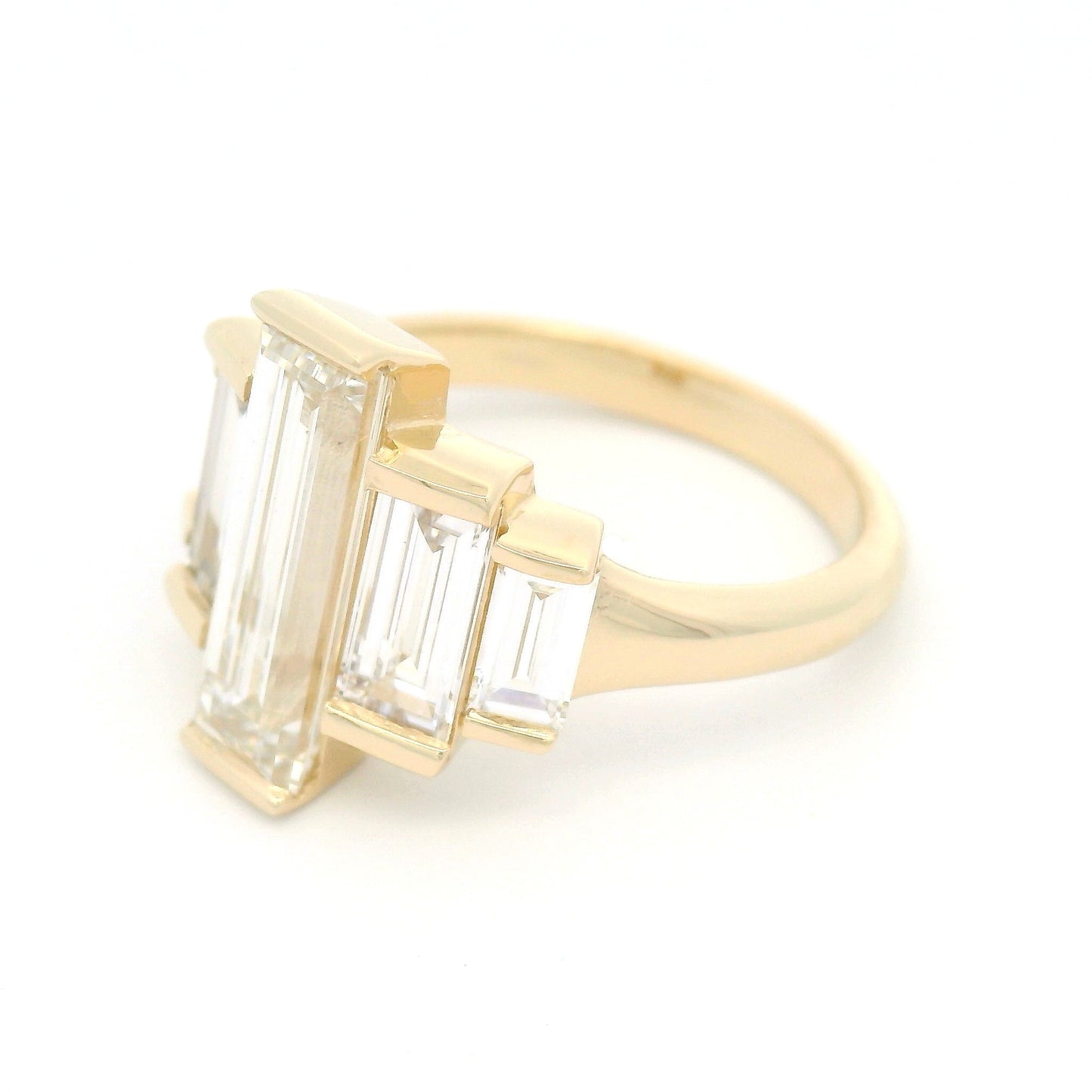 14k Yellow Engagement Ring with 3.18cts of Lab-Grown Baguette Cut Diamonds