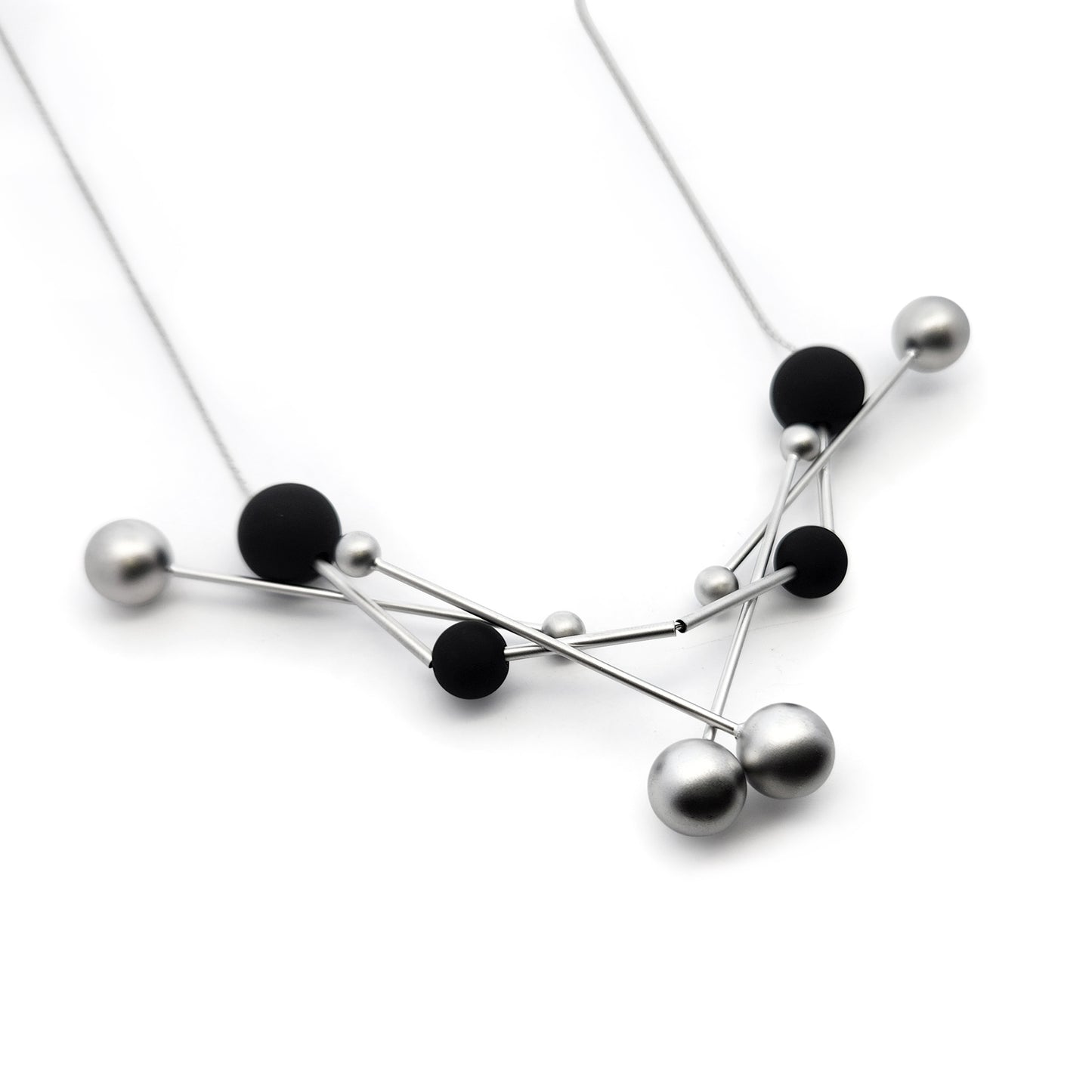 Silver & Rhodium Ball Necklace