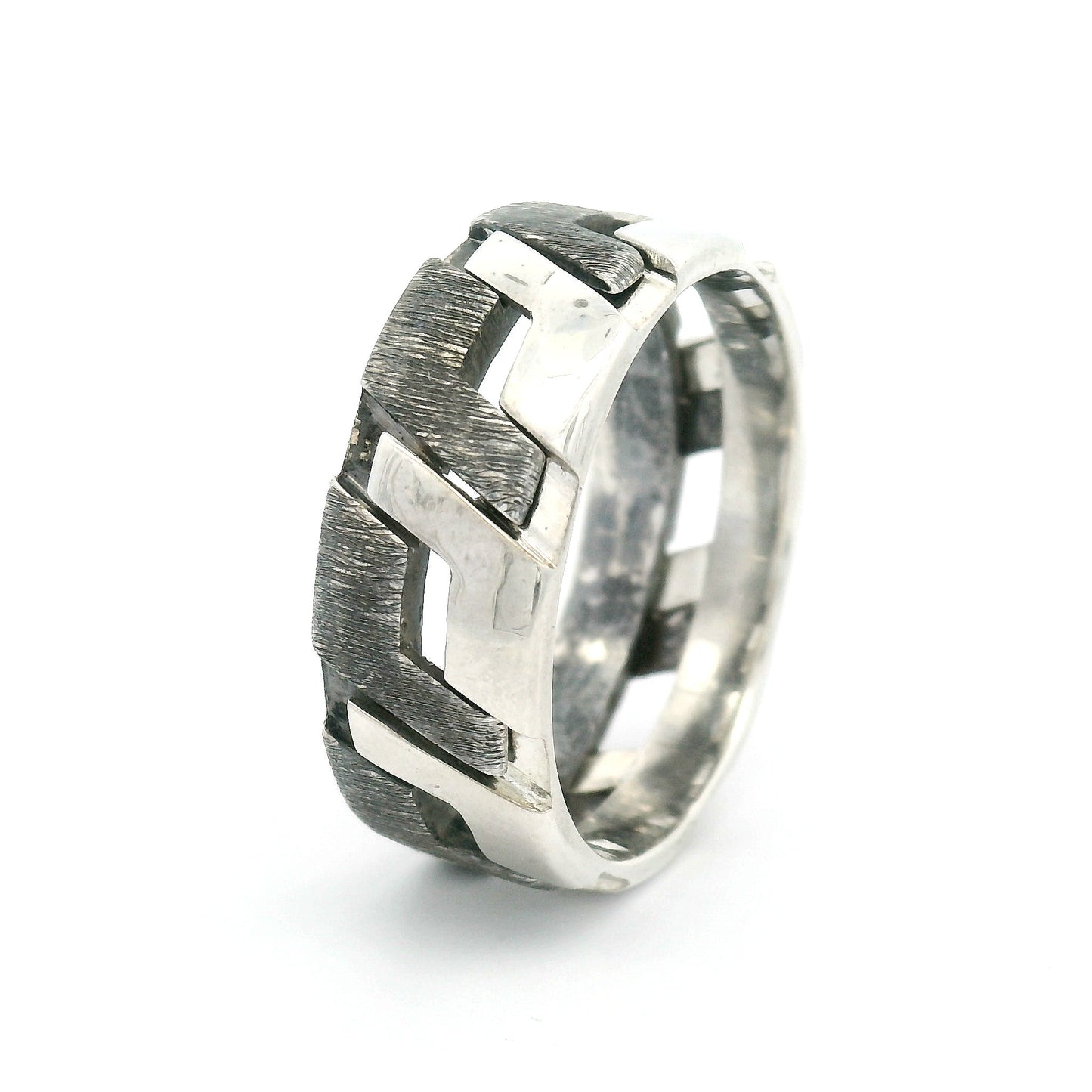 Sterling Silver Interlocking Puzzle Texture Band