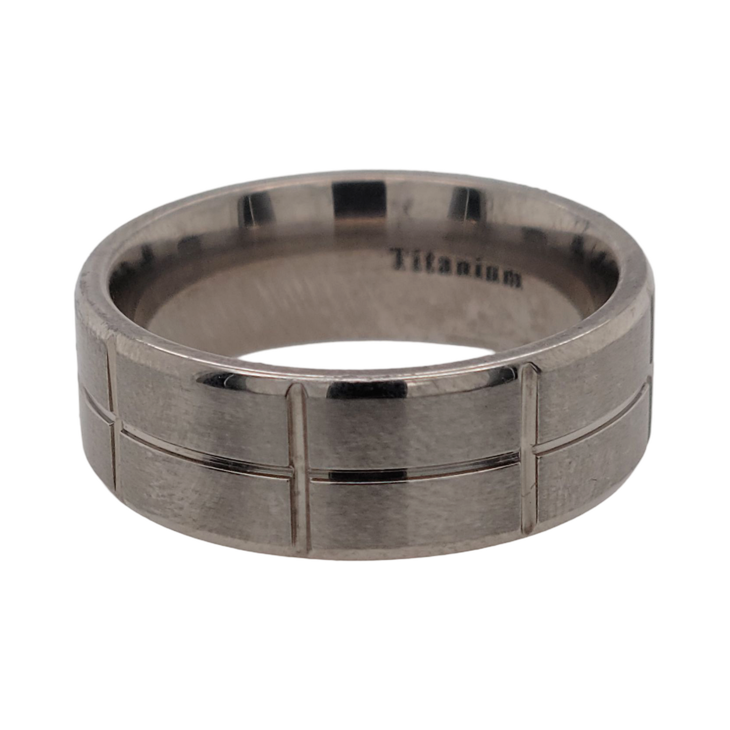 Titanium Satin Checkered Band