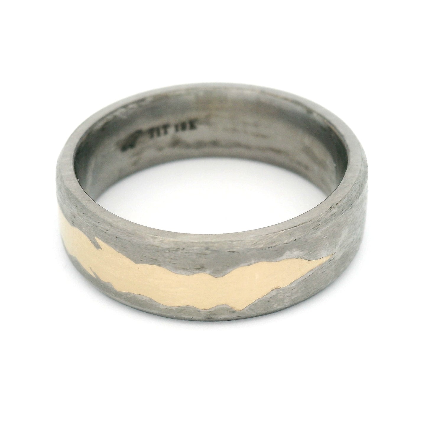 Titanium 7mm Wide Fissure Band with 18k Yellow Inlay