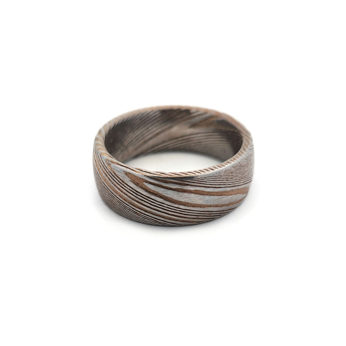 Damascus Steel & Gold-Anodized Ring