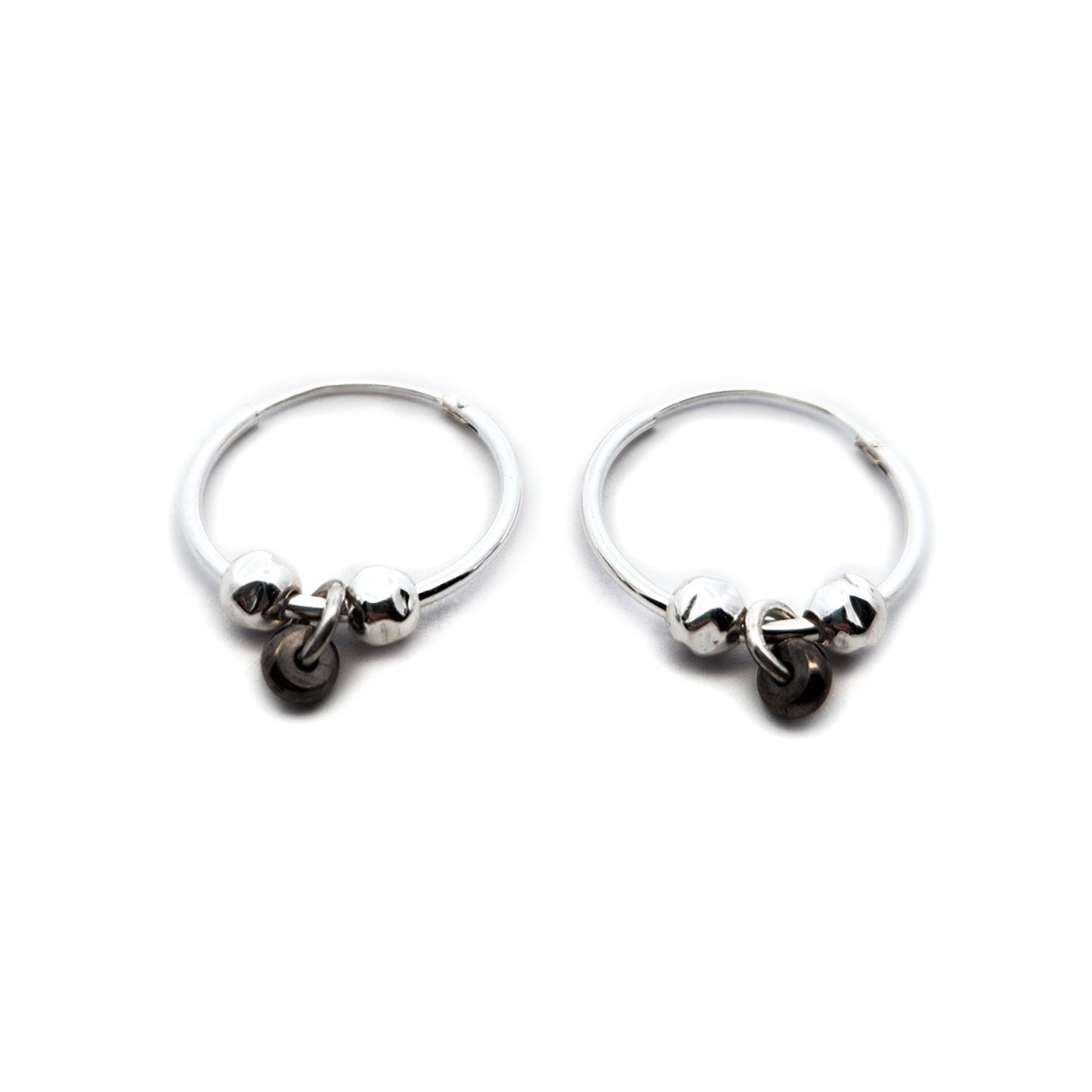 Sterling Silver Hoops with Bead Charms
